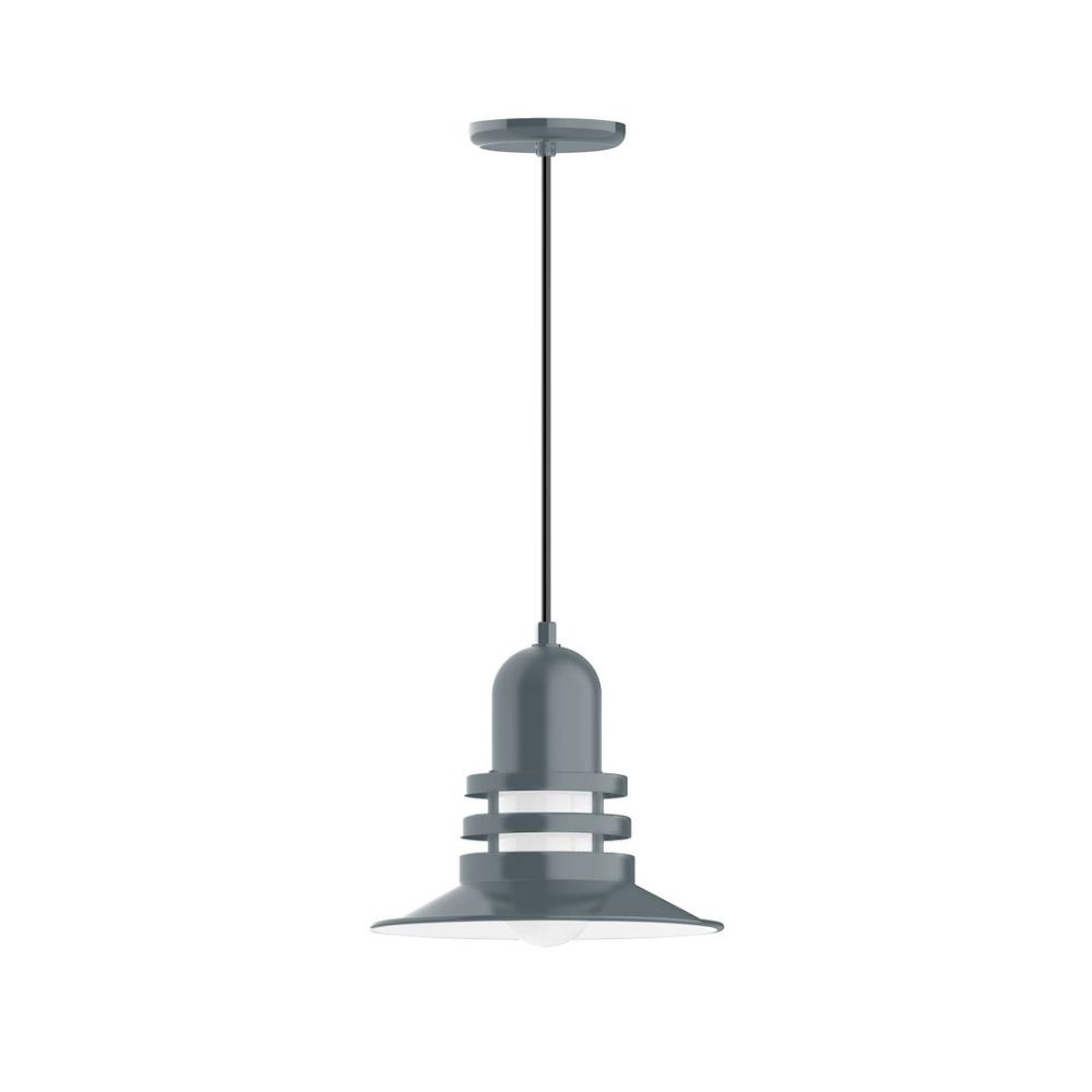 Montclair Lightworks PEB148-40 12" Atomic shade, pendant with black cord and canopy, Slate Gray
